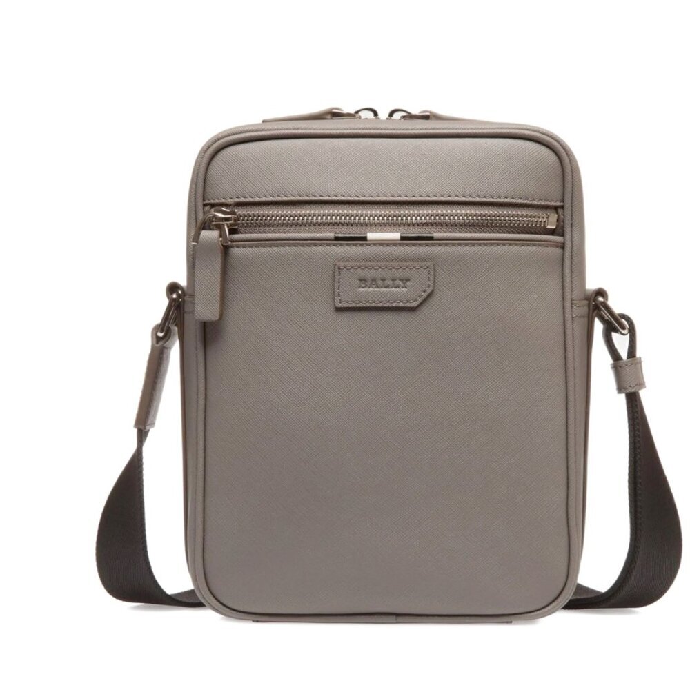 Bally Italy‎ Men's/Unisex Crossbody Bag in Gray Embossed Leather